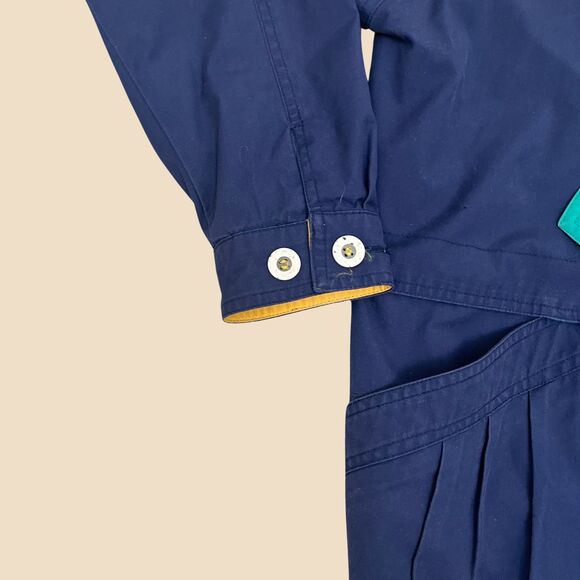 1990s small nautical jacket by Braefair Sport, womens blue & teal pea coat - Picture 4 of 10